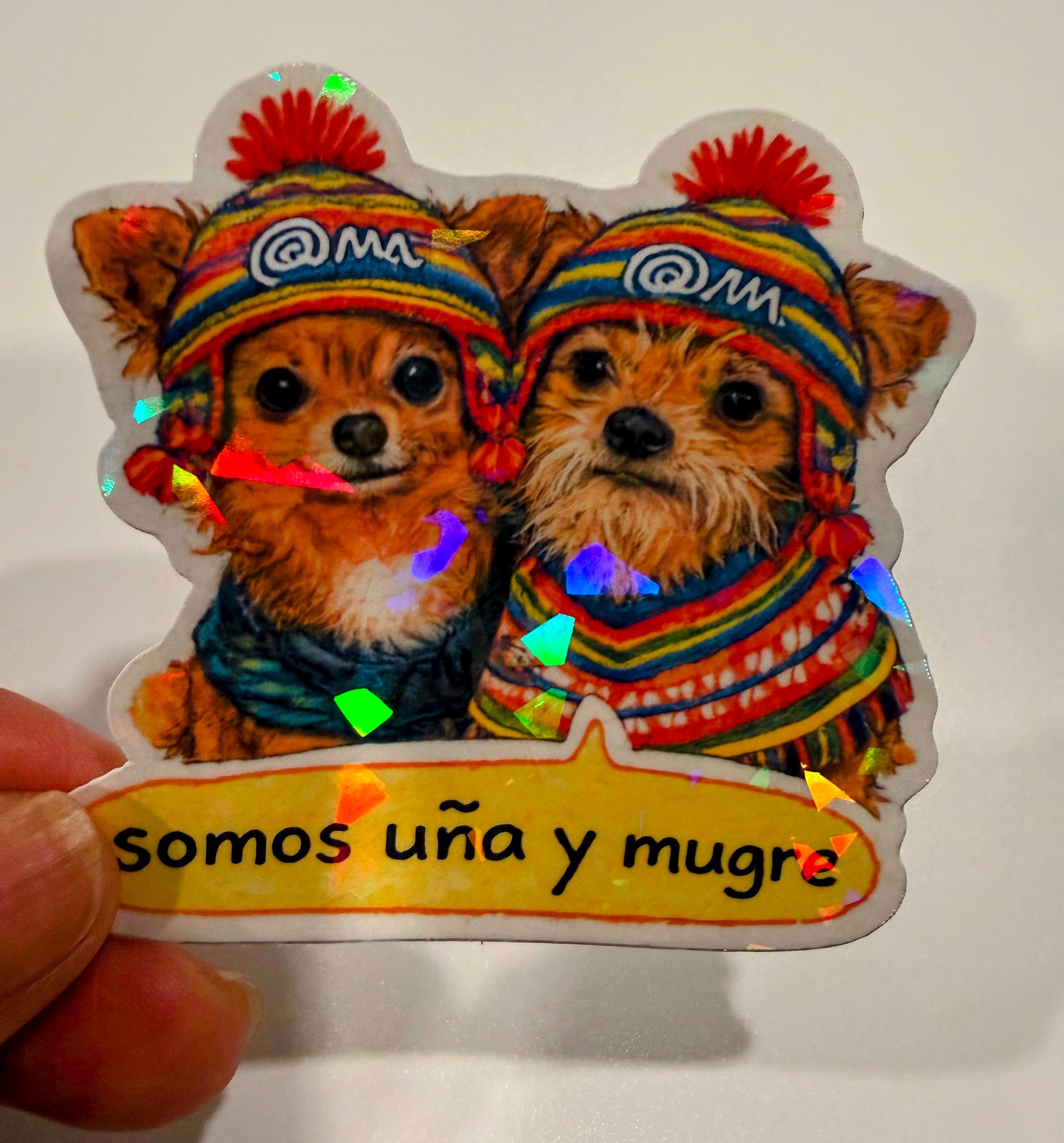 Teddy & Tiny — Chihuahua Mix Sticker with Chullo