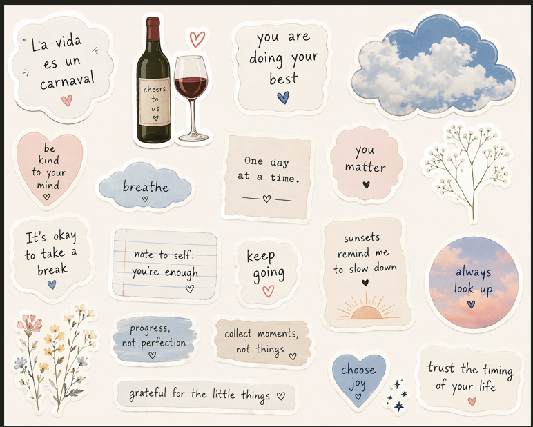 Sonqo Affirmation Sticker Sheet — Cream Edition