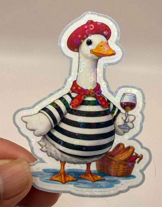 Enjoy Your Wine & Time Alone — French Goose Holographic Sticker