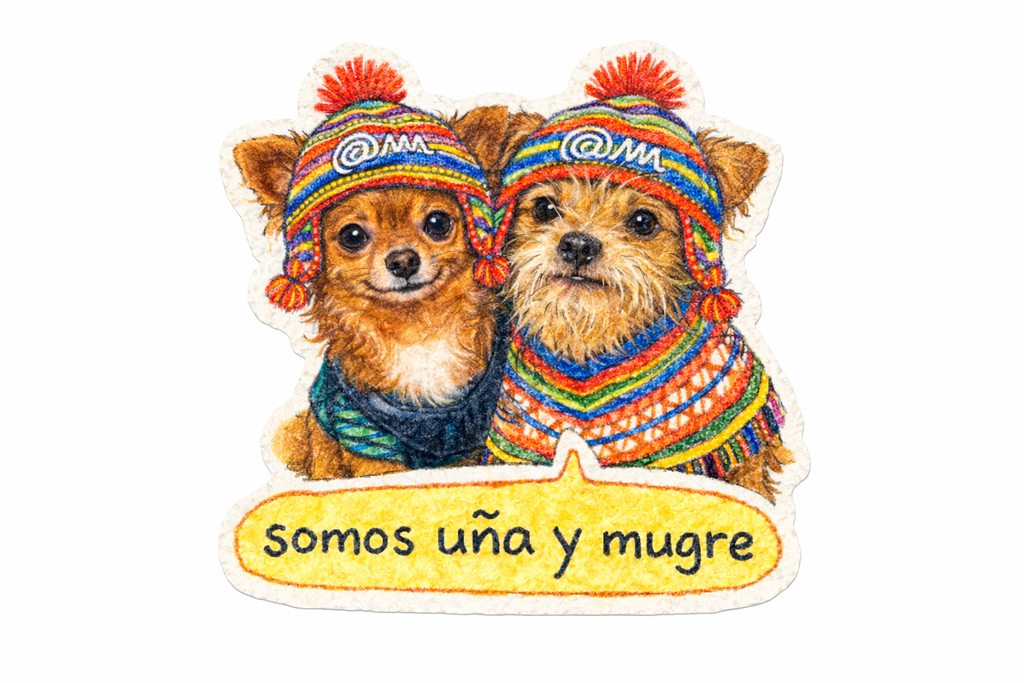 Teddy & Tiny — Chihuahua Mix Sticker with Chullo