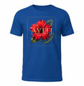 Todo Tumi royal blue 100% cotton unisex tee featuring a red hibiscus flower and gold AYITI text graphic.