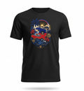 Todo Tumi black cotton unisex t-shirt featuring a colorful Haiti map graphic with palm trees and Vèvè symbols.