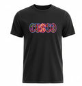 Todo Tumi black 100% cotton unisex t-shirt featuring a colorful Cusco Inti Raymi graphic print on the chest.