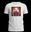 Todo Tumi white cotton unisex t-shirt featuring a graphic of a guinea pig in an Andean sweater with Peruvian text.
