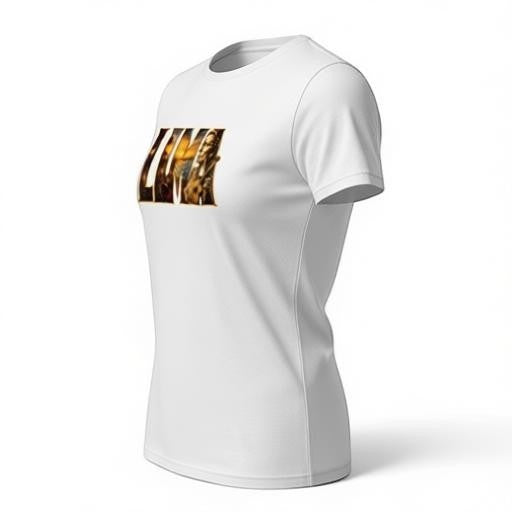 Todo Tumi white women's cotton t-shirt featuring a Lima graphic print with golden letters and musical imagery.
