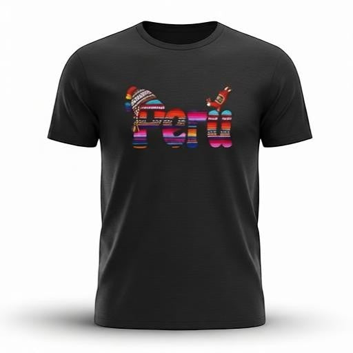 Todo Tumi black cotton unisex t-shirt featuring colorful Andean textile-inspired Perú graphic with chullo and llama.