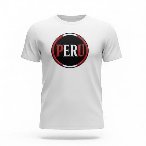 Todo Tumi white 100% cotton unisex t-shirt featuring a circular red and white Peru pride badge graphic on the chest.