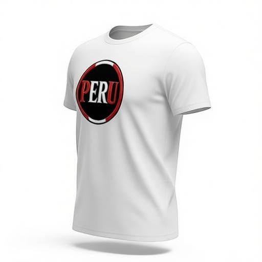 Todo Tumi white 100% cotton unisex t-shirt featuring a circular red, white, and black Peru pride badge graphic.