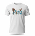 Todo Tumi white cotton unisex t-shirt featuring a Peru graphic with Andean textile patterns, a chullo hat, and llama.
