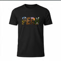 Todo Tumi black cotton unisex t-shirt featuring PERU typographic design filled with photography of Peruvian landmarks.