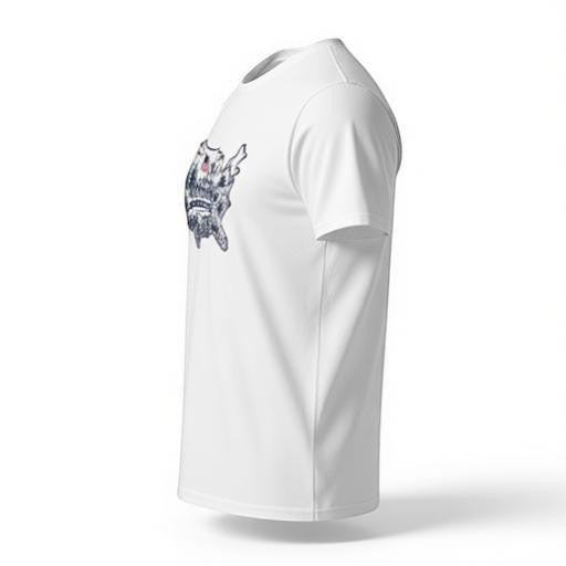 Todo Tumi white 100% cotton unisex t-shirt featuring a USA 250 graphic print, side view.