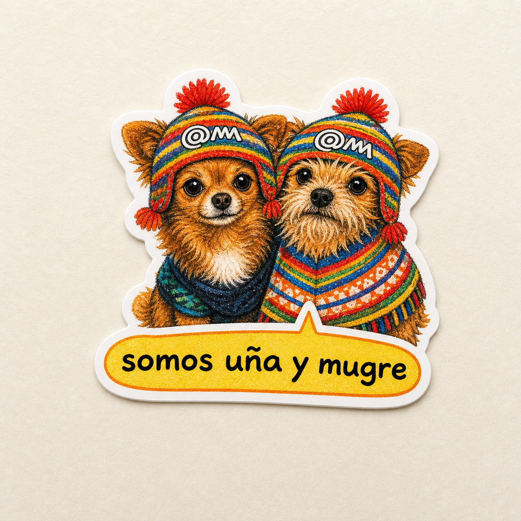 Teddy & Tiny — Chihuahua Mix Sticker with Chullo